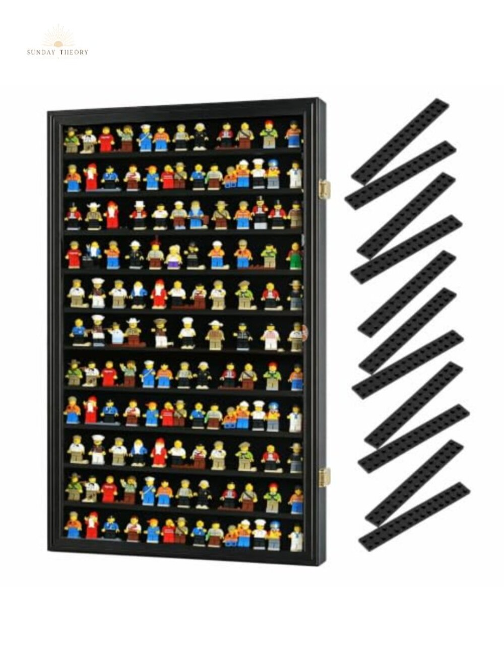Wall Mount Display Case for Minifigures UV Protection Acrylic Door 10 Rows